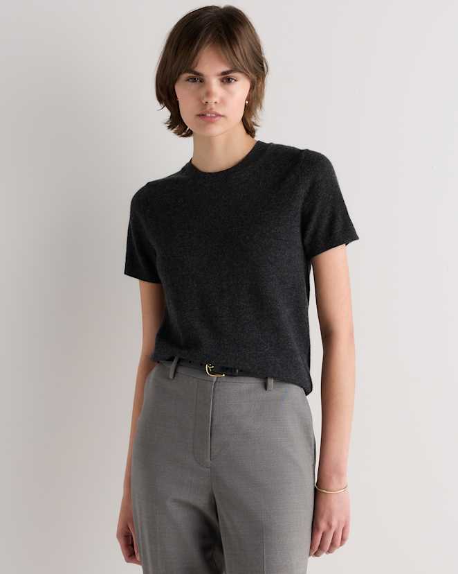 Heather Charcoal Mongolian Cashmere Tee