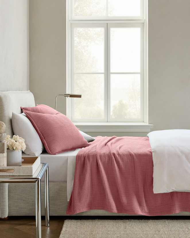 Plum Organic Ribbed Cotton Coverlet