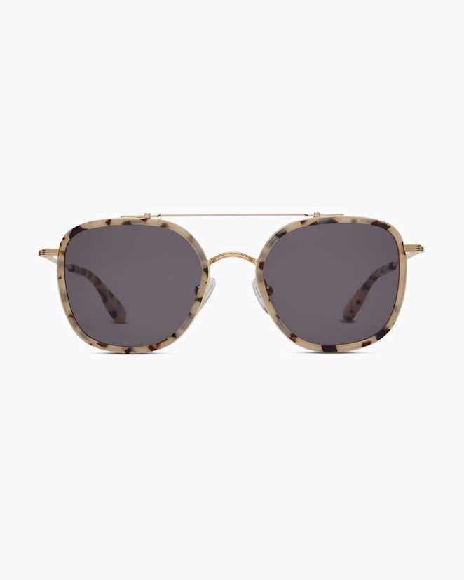 Gold/White Tortoise with Grey lens Rio Polarized Stainless Steel Sunglasses