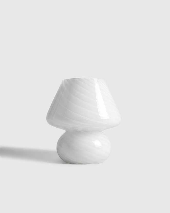 White Swirled Glass Table Lamp