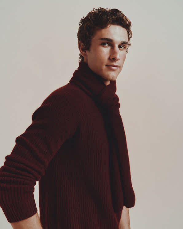 Rich Burgundy Mongolian Cashmere Crewneck Sweater