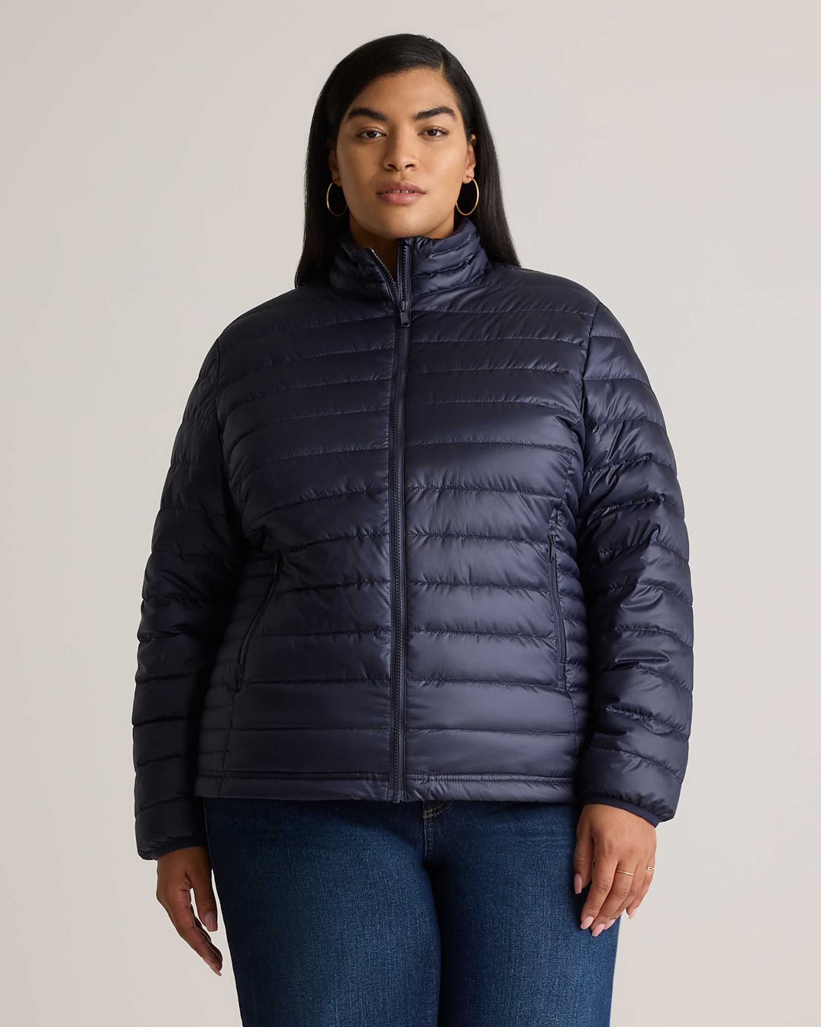 Navy Lightweight Down Packable Puffer Jacket