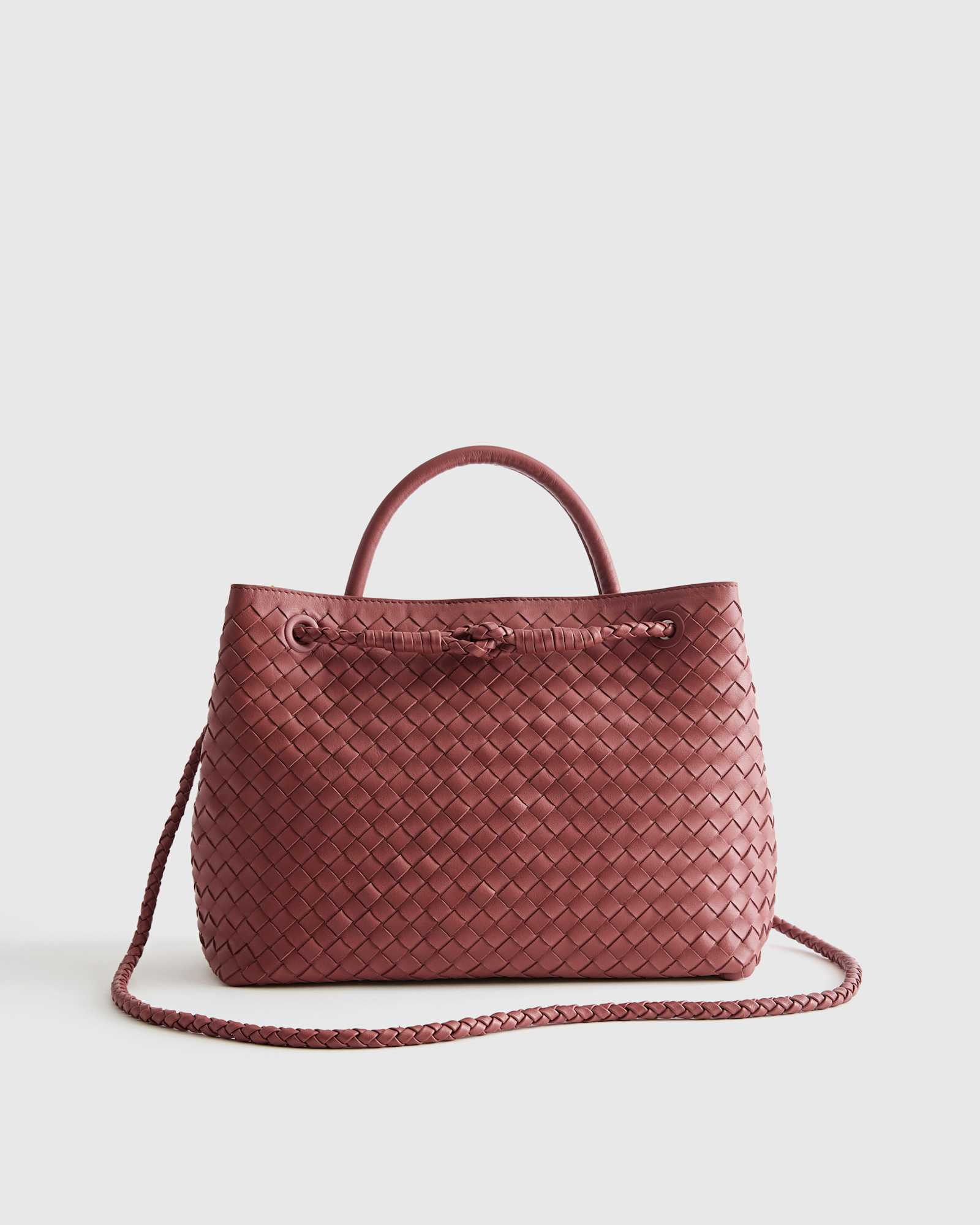 Merlot Italian Leather Handwoven Satchel
