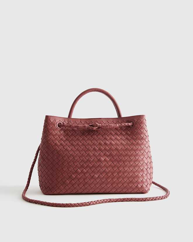 Merlot Italian Leather Handwoven Satchel