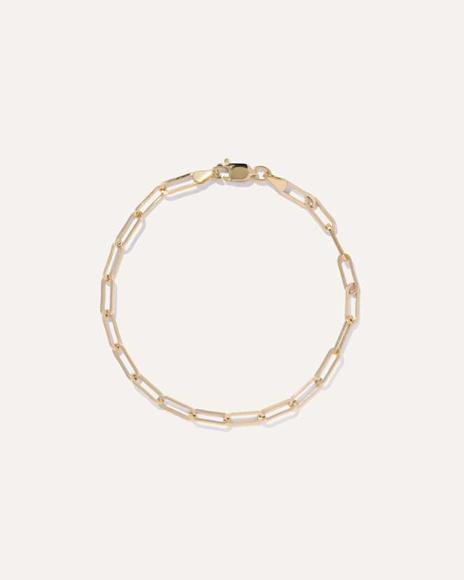 Yellow Gold Bracelet de chaîne trombone en or 14 carats