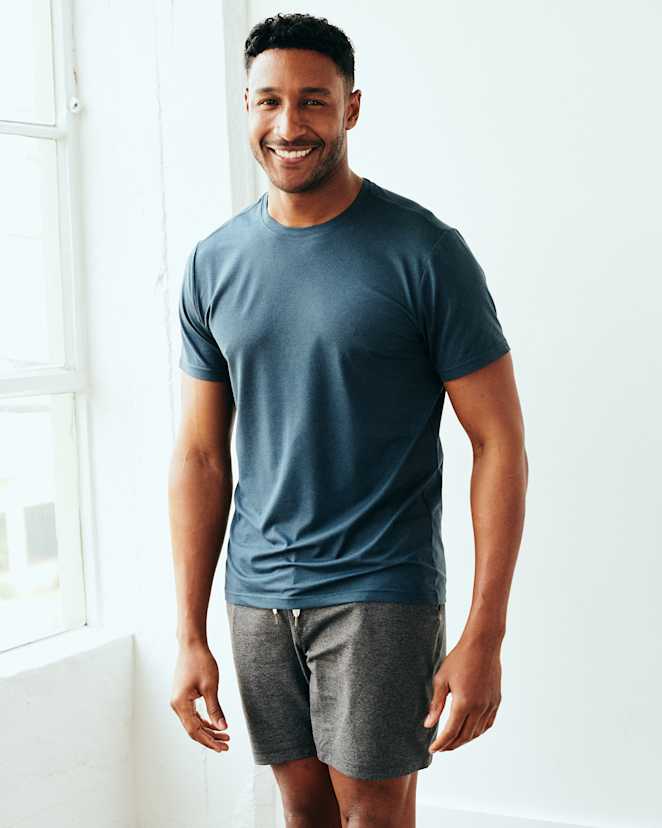 Heather Ocean Navy Flowknit Breeze Performance Tee