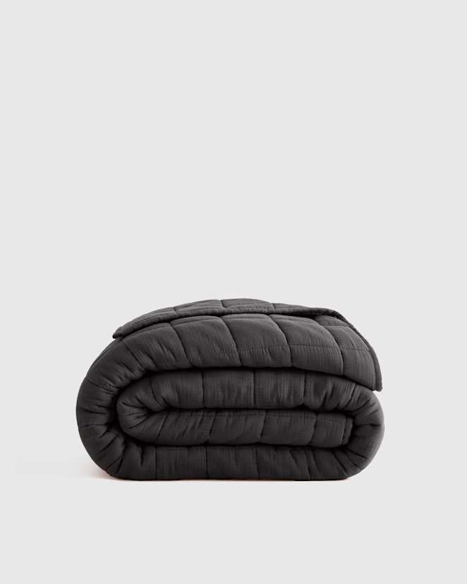 Charcoal Courtepointe en gaze aérée biologique à carreaux