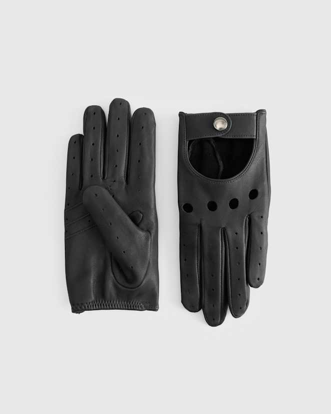 Black Italian Leather Driving Gloves