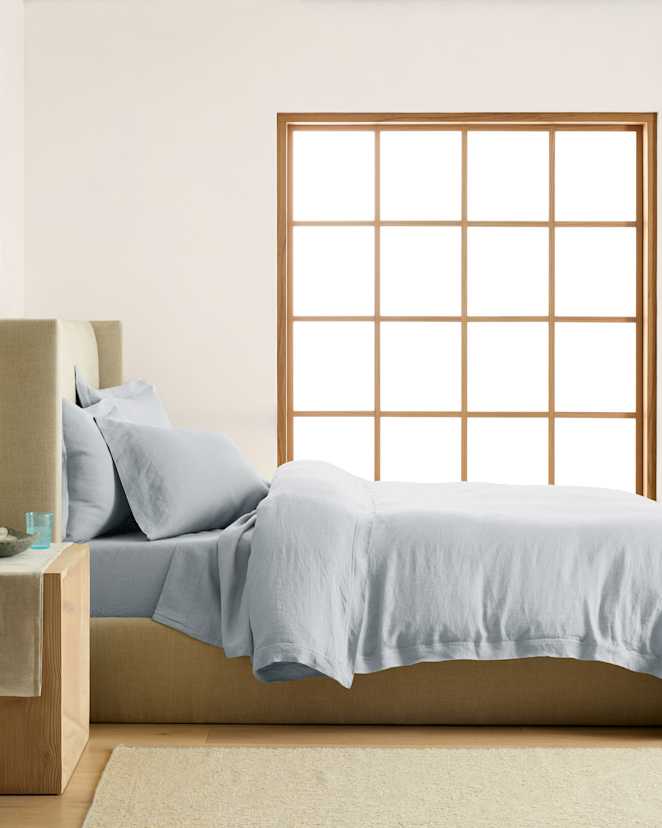 Mist European Linen Double Flange Duvet Cover