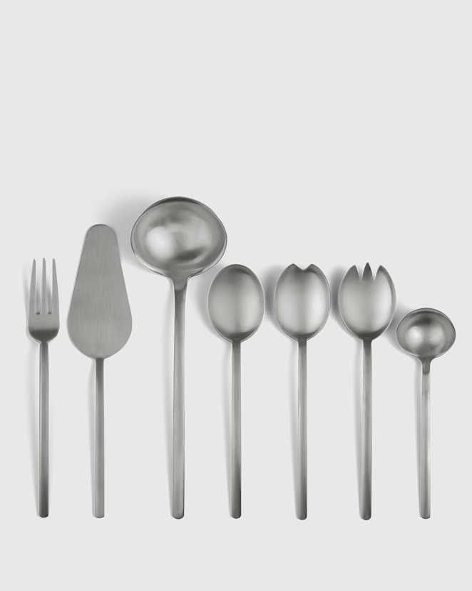 Brushed Stainless Steel Due 7-Pc Serving Utensil Set by Mepra