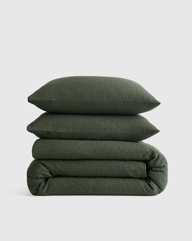 Pine Organic Luxe Honeycomb Duvet Cover Set