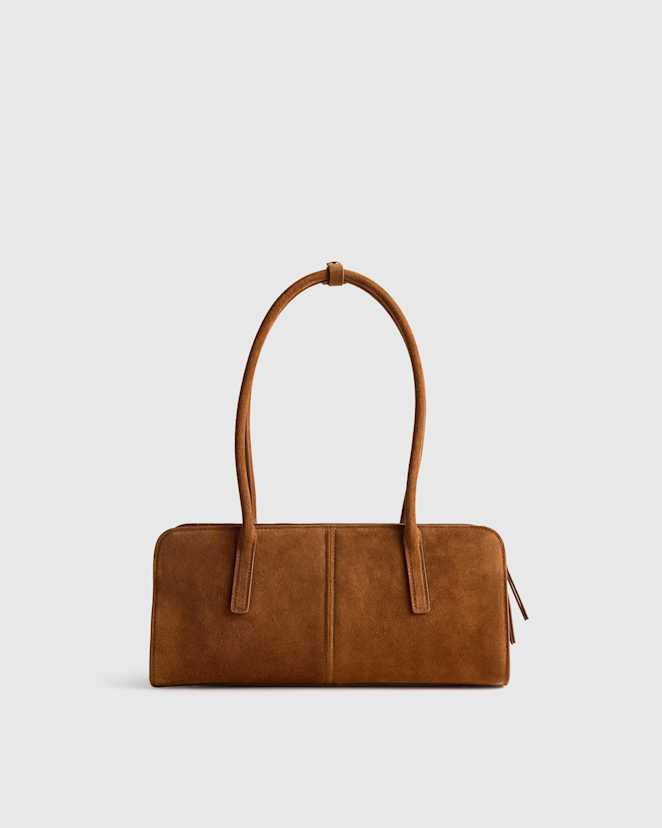 Whiskey Italian Suede East-West Shoulder Bag