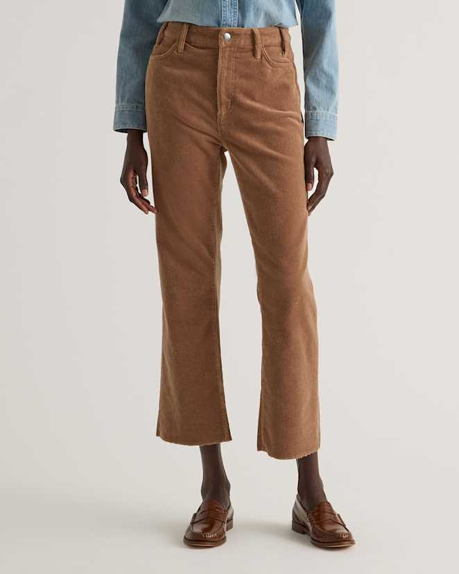 Warm Brown Organic Stretch Corduroy Kick Flare Pants