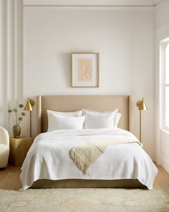 White Organic Cotton Matelasse Coverlet Set