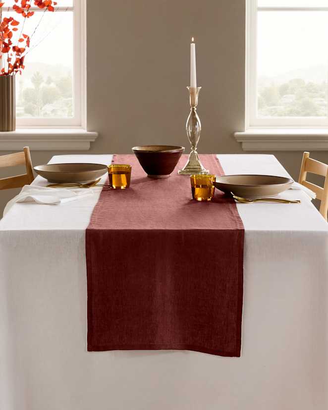 Burgundy European Linen Table Runner