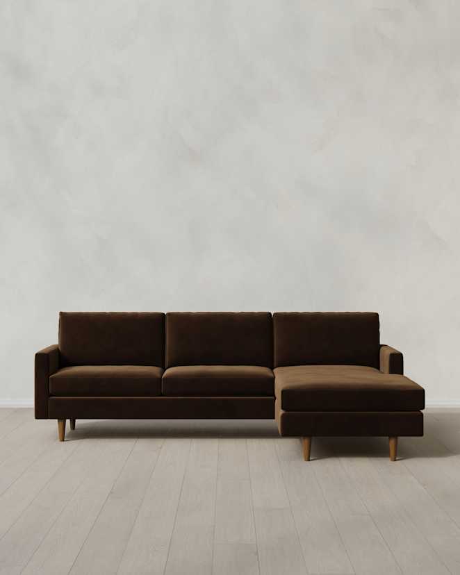 Java Atlas Midcentury Chaise Sectional in Performance Velvet