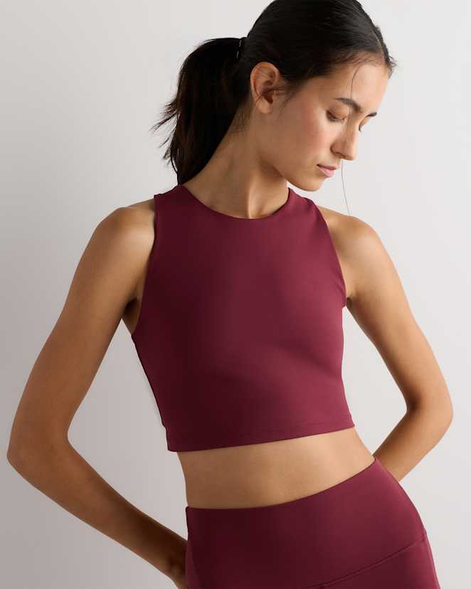 Burgundy Red Ultra-Form High-Neck Cropped Tank
