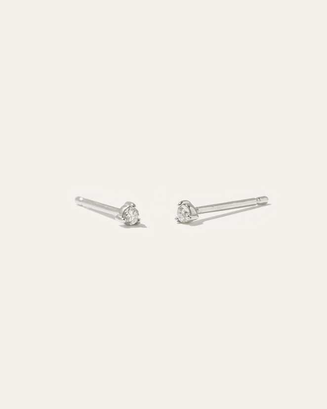 White Gold 14K Gold Diamond Tiny Studs