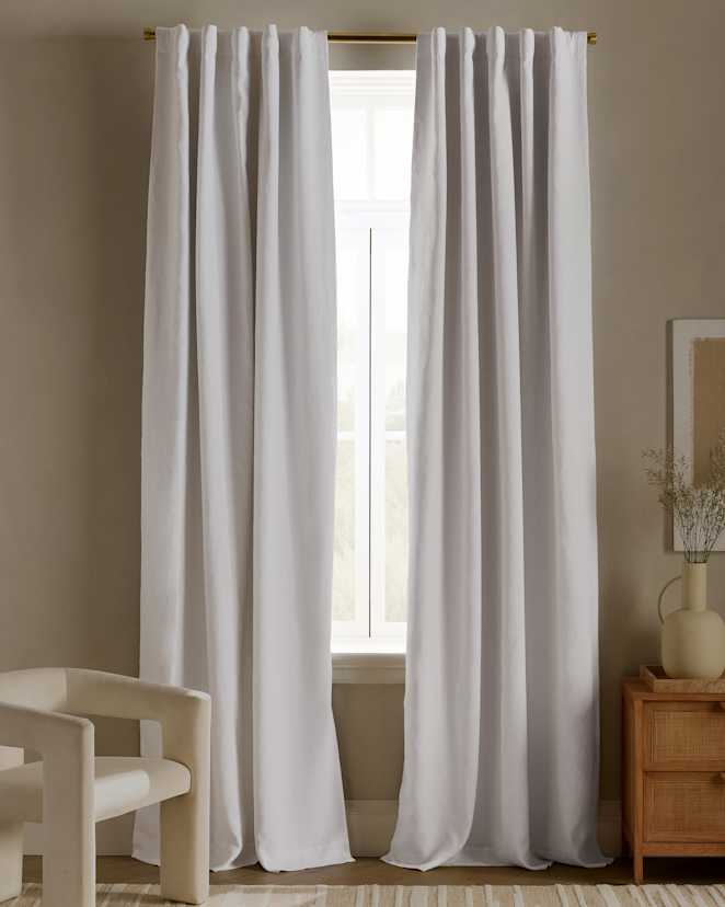 White European Linen True Blackout Curtain - Single Panel