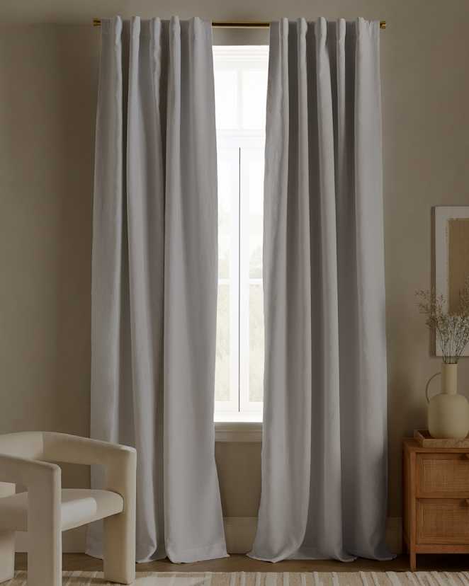 White European Linen True Blackout Curtain