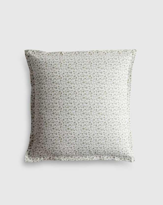 Green Florette Taie européenne en percale biologique fraîche à motif floral
