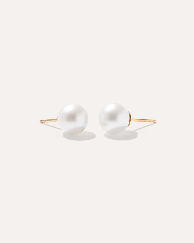 Yellow Gold Clous d'oreilles en or 14 carats à perle de culture d'eau douce