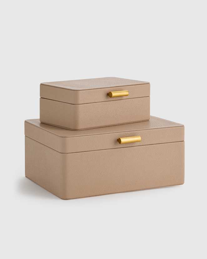 Blush Shagreen Leather Decorative Boxes (Set of 2)