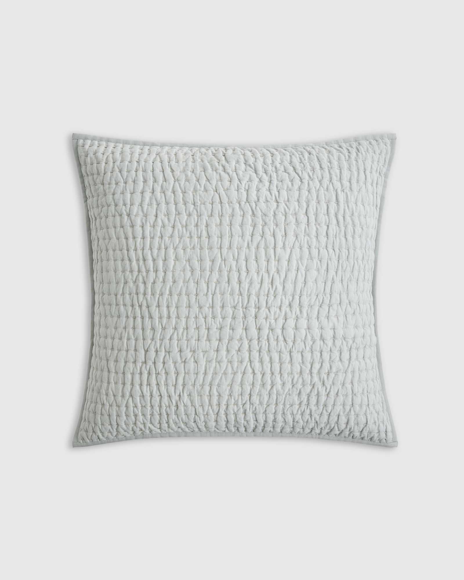 Mist European Linen Cotton Stitch Quilted Euro Sham