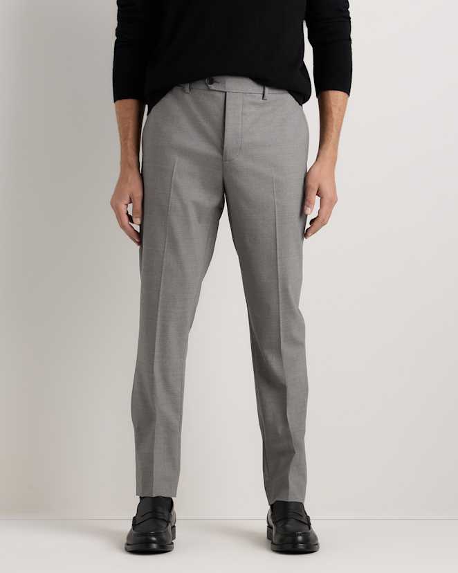 Grey Melange Stretch Wool Dress Pants - Slim fit