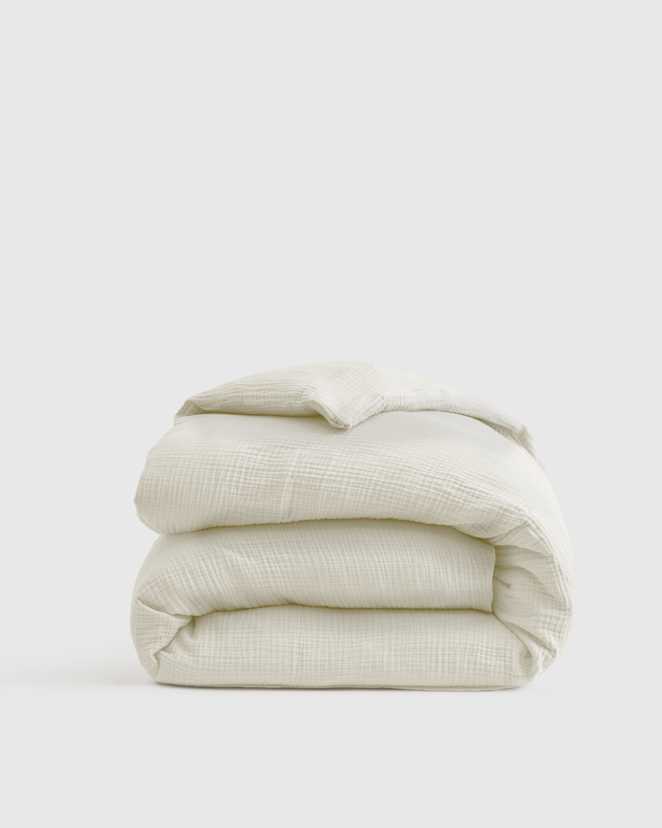 Ivory Organic Airy Gauze Duvet Cover