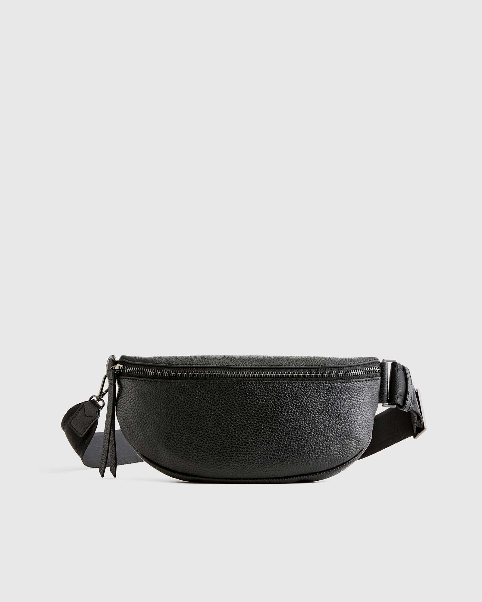 black Italian Pebbled Leather Sling Bag