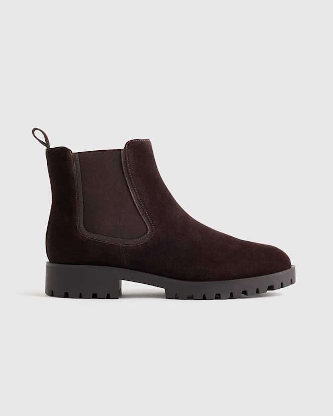 Coffee Bean Italian Suede Lug Sole Chelsea Boot