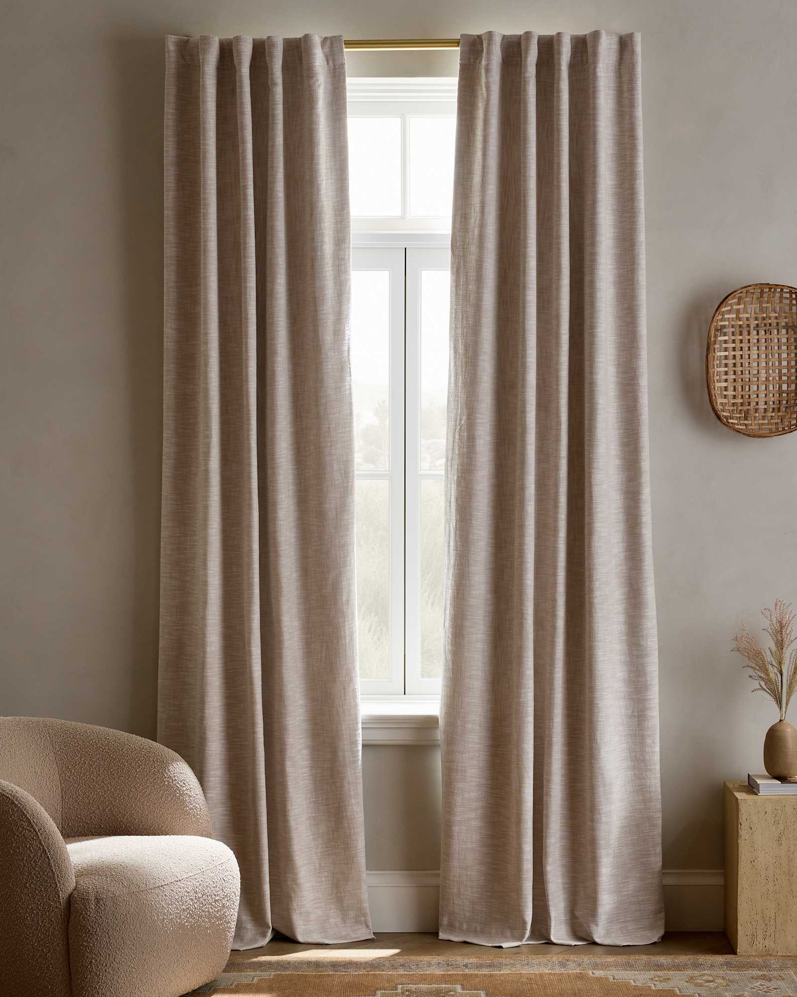 oatmeal Textured Cotton Room Darkening Curtain