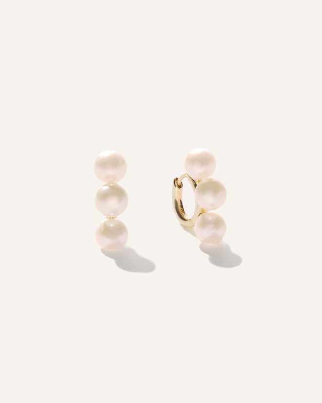 Gold Vermeil Triple Freshwater Pearl Hoops