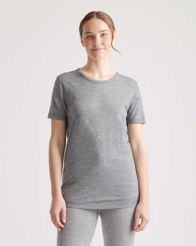 Heather Grey 100% Merino Wool All-Season Base Layer Tee