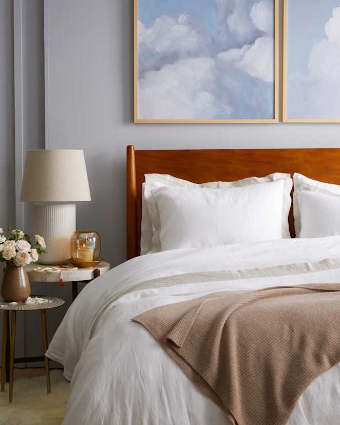 Bordered Flax European Linen Bordered Sham Set