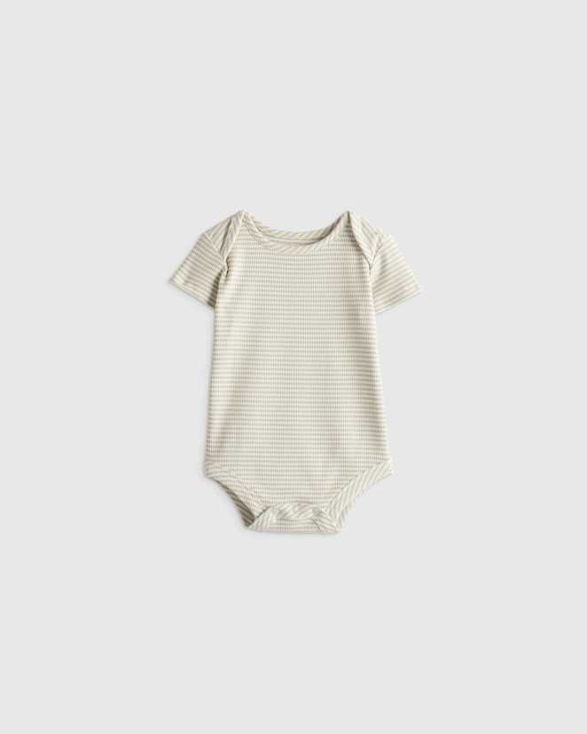 Grey Stripe Softest Rib Short Sleeve Bodysuit