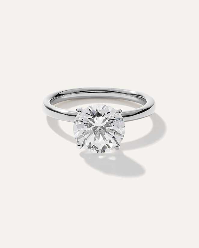 Platinum Lab Grown Diamond Round Comfort Fit Engagement Ring