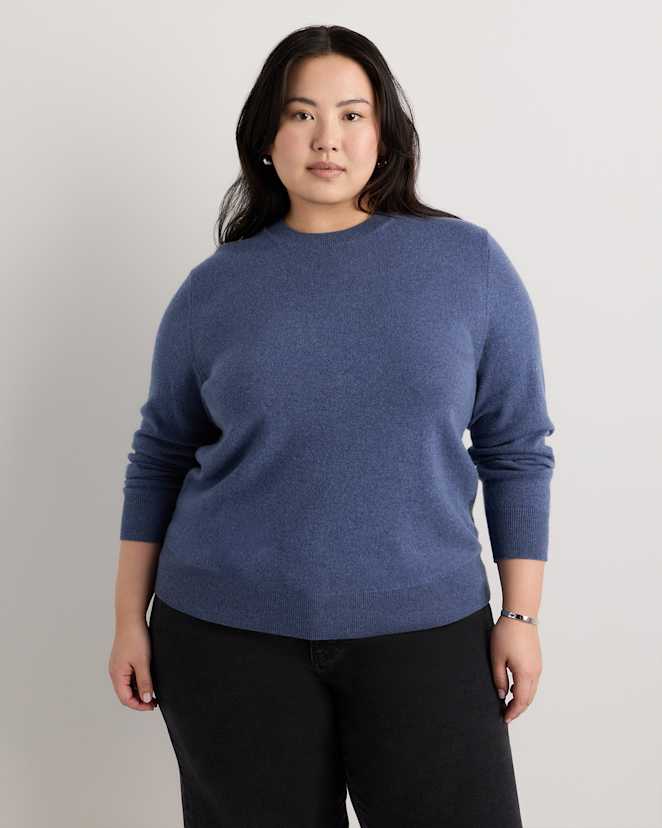 Heather Storm Blue Mongolian Cashmere Crewneck Sweater