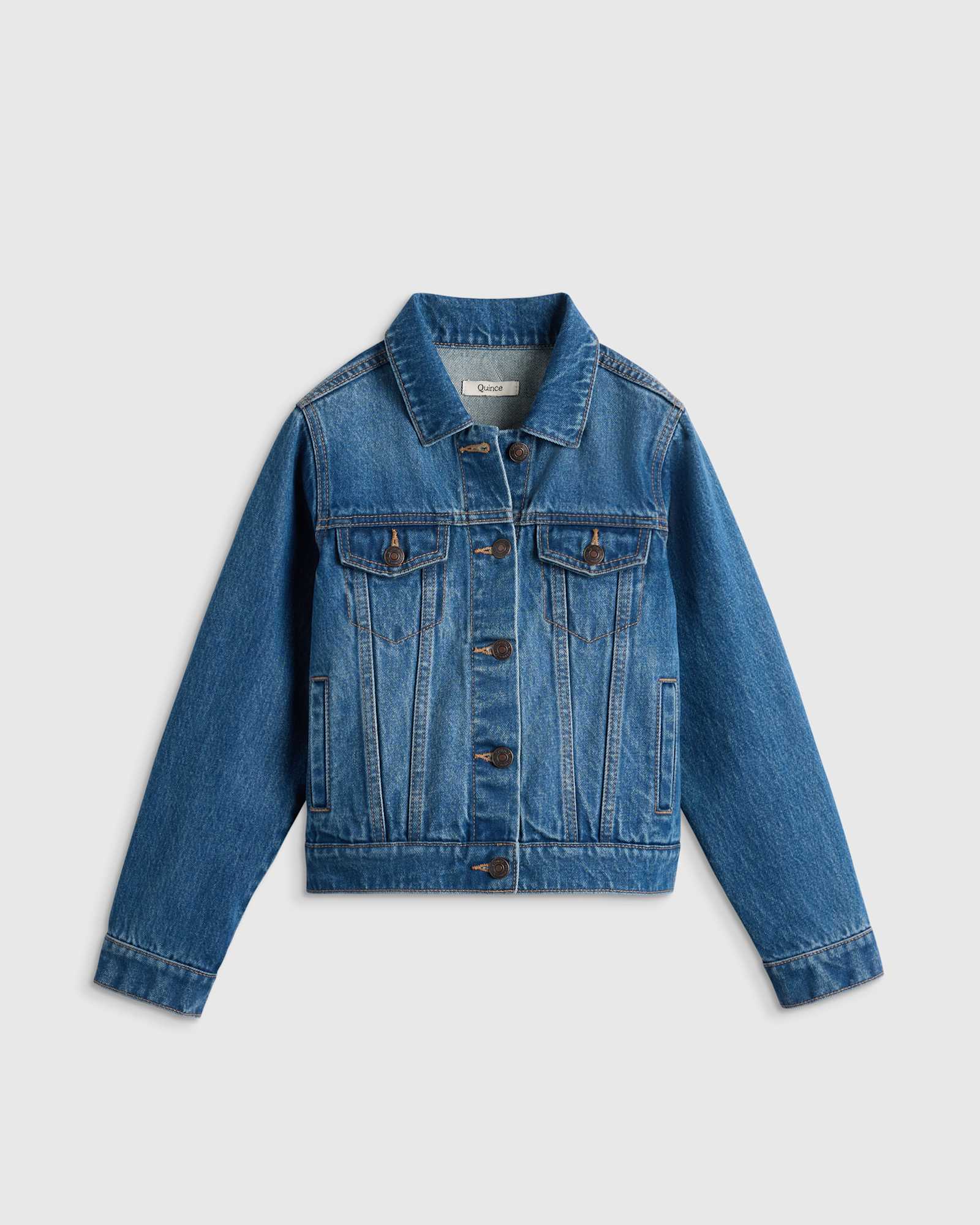 medium-wash Girls 100% Organic Cotton Denim Jacket