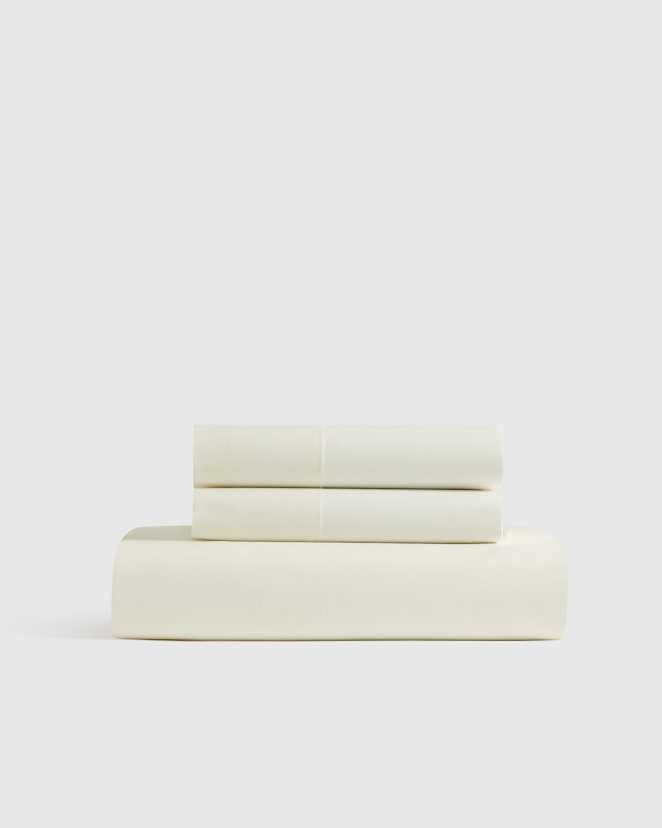 Ivory Organic Crisp Percale Fitted Sheet Set