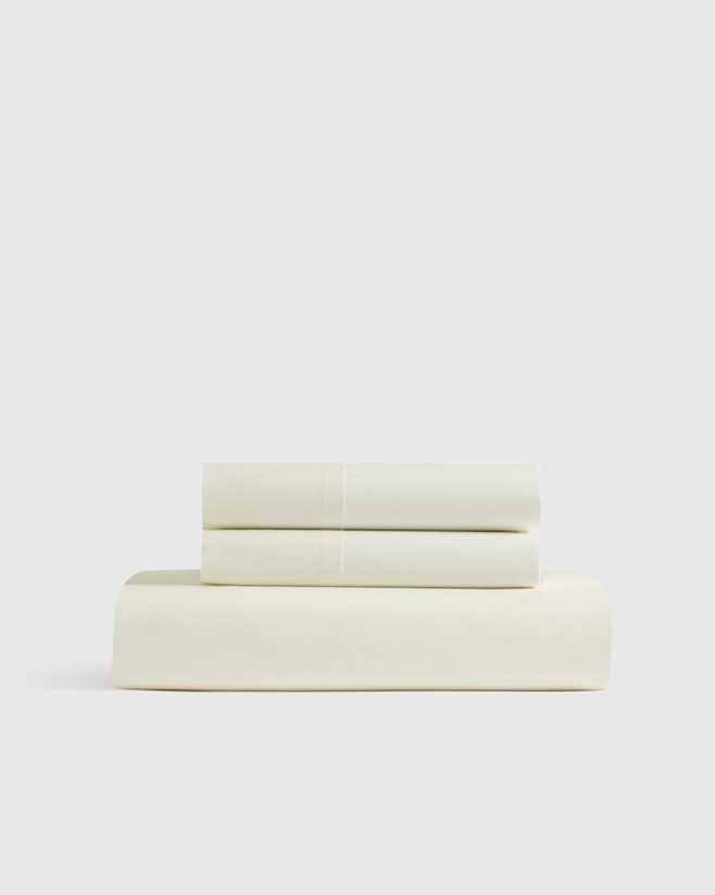 Ivory Classic Organic Percale Fitted Sheet Set