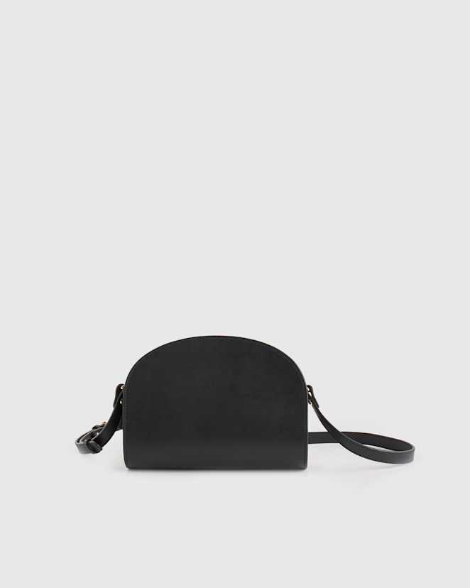 Black Italian Leather Dome Crossbody