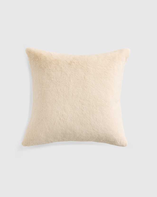 Light Camel Plush Recycled Faux Fur Pillow Cover