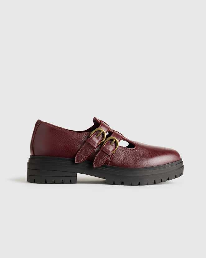 Oxblood Italian Leather Lug Sole Mary Jane
