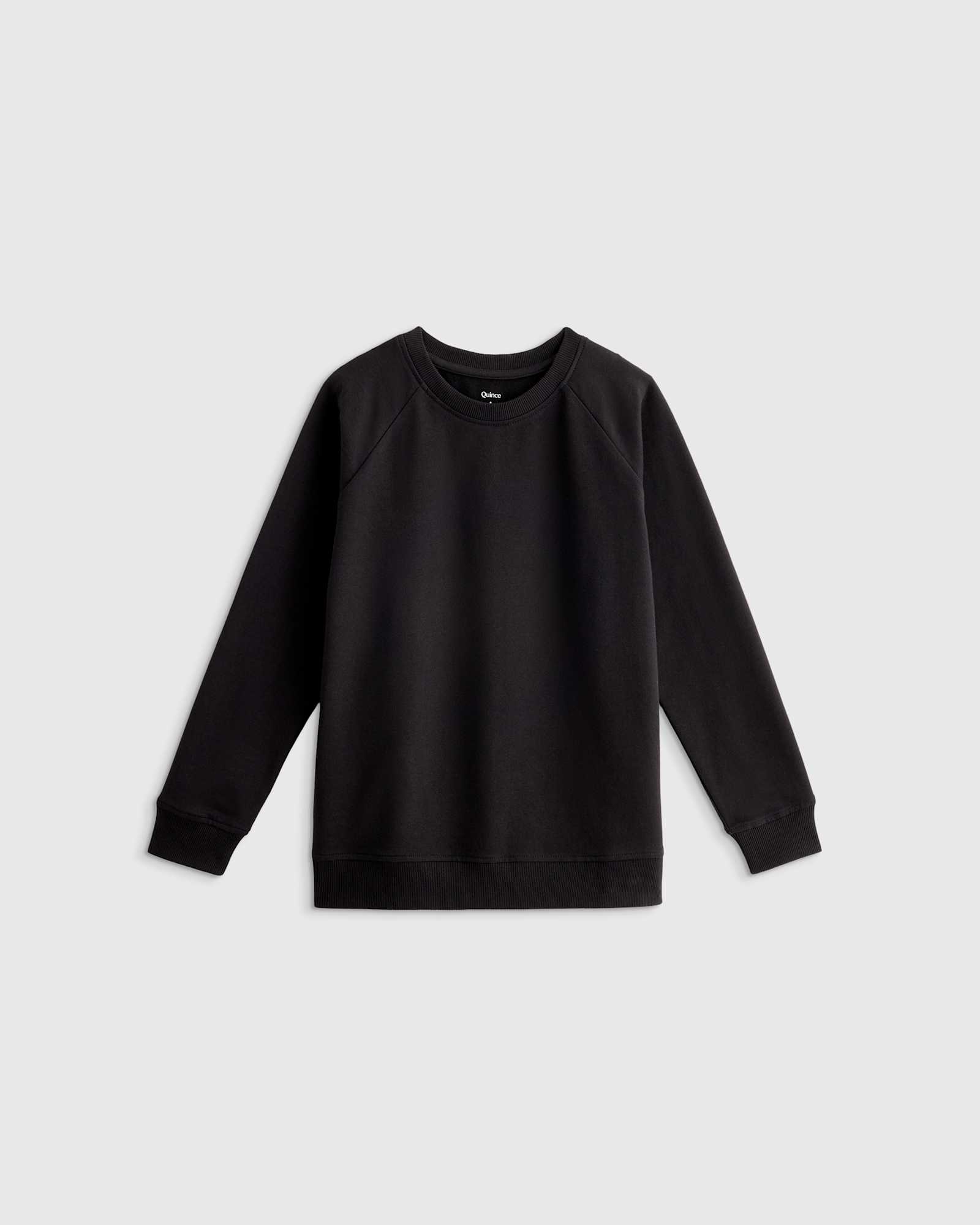 Black Organic Cotton French Terry Crew Neck Sweatshirt