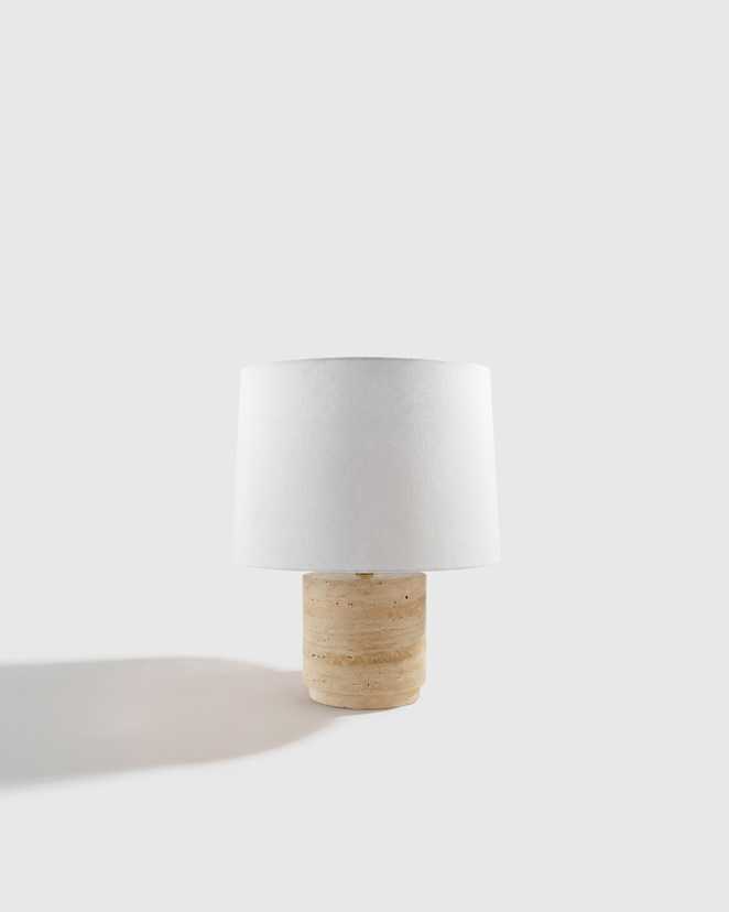 Beige Wide Travertine Table Lamp
