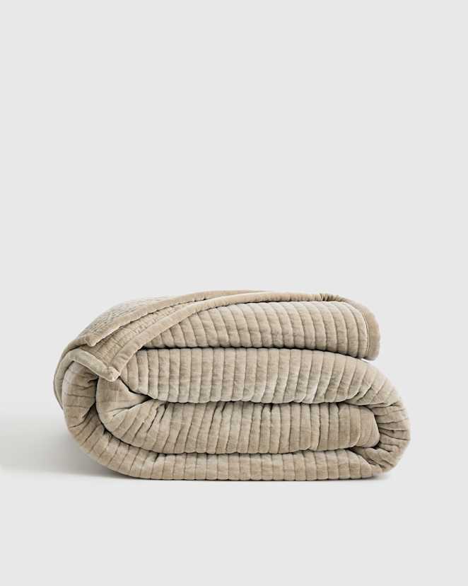 Light Taupe Cotton Velvet Channel Quilt