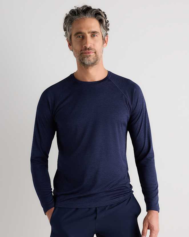 Heather Navy Mesh Performance Training Long Sleeve Tee