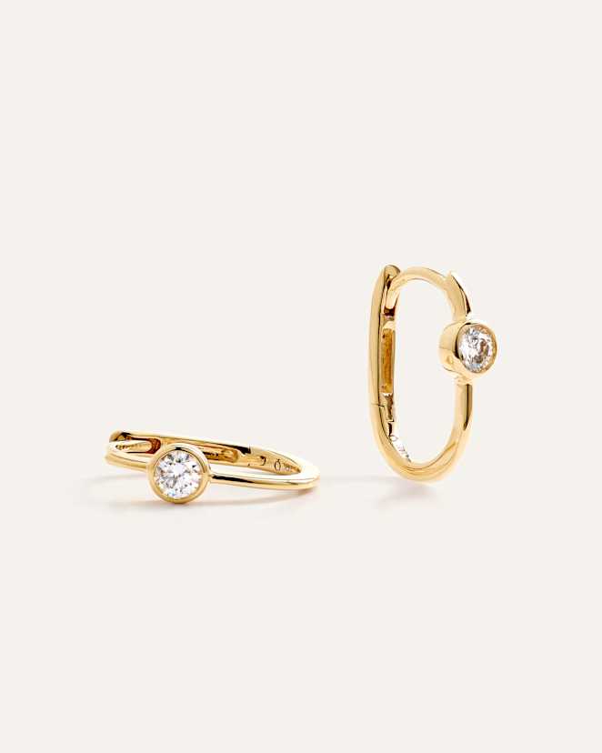 Yellow Gold 14K Gold Lab Grown Diamond Solitaire U Hoops